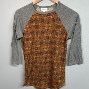 LuLaRoe Vibrant Orange and Black Geometric Top